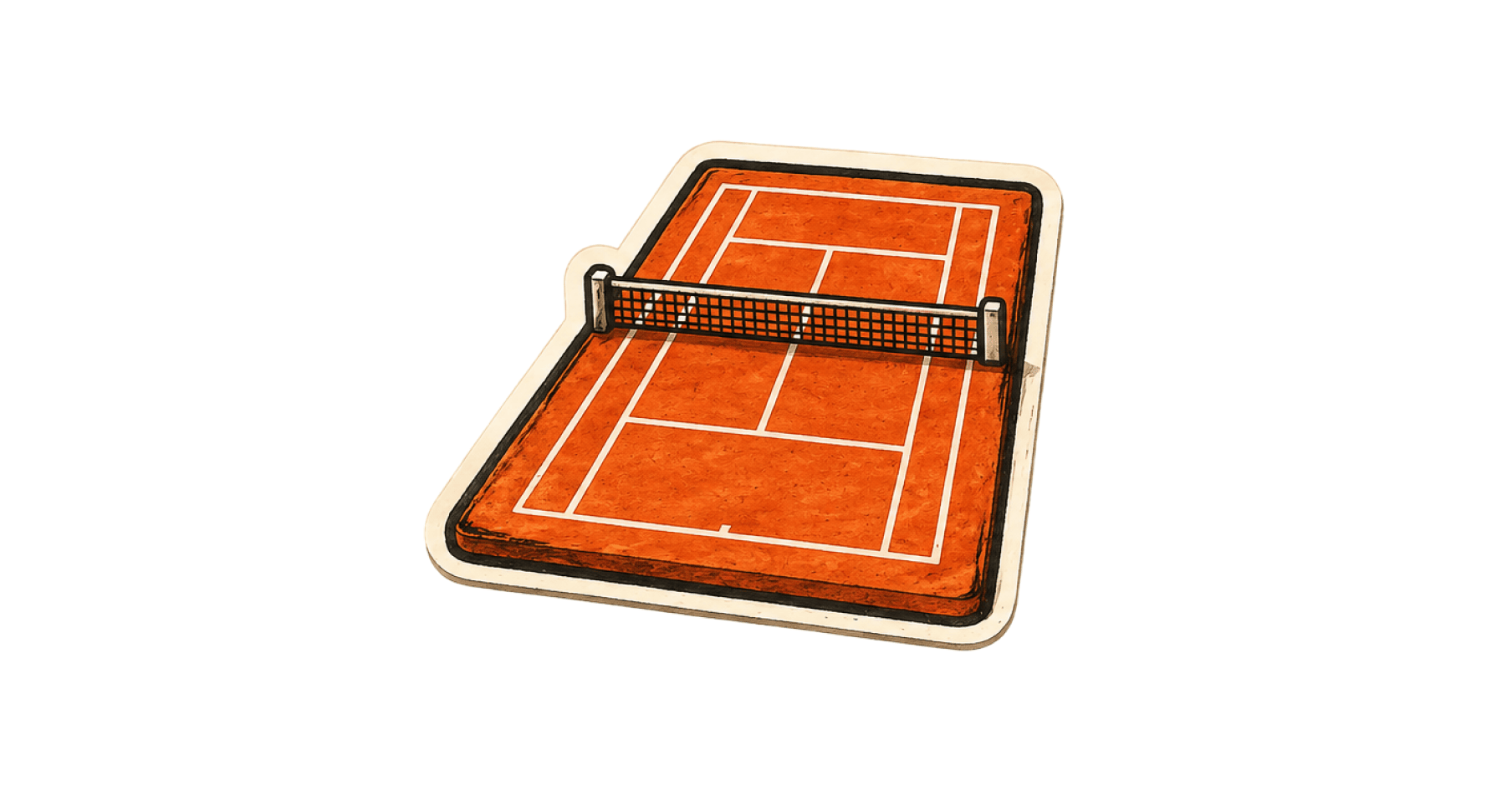 Illustration of a red clay tennis court
